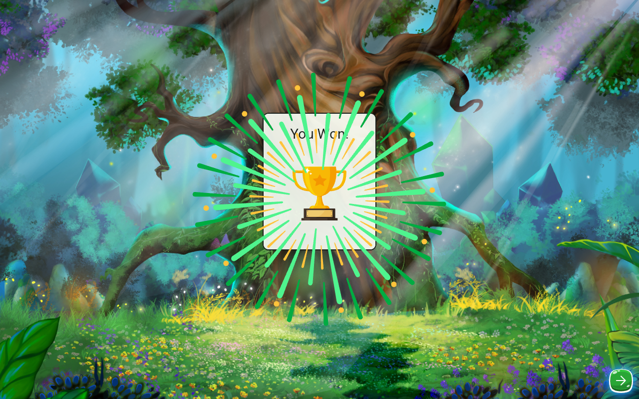 The Checkers victory screen, showing a trophy after a won game