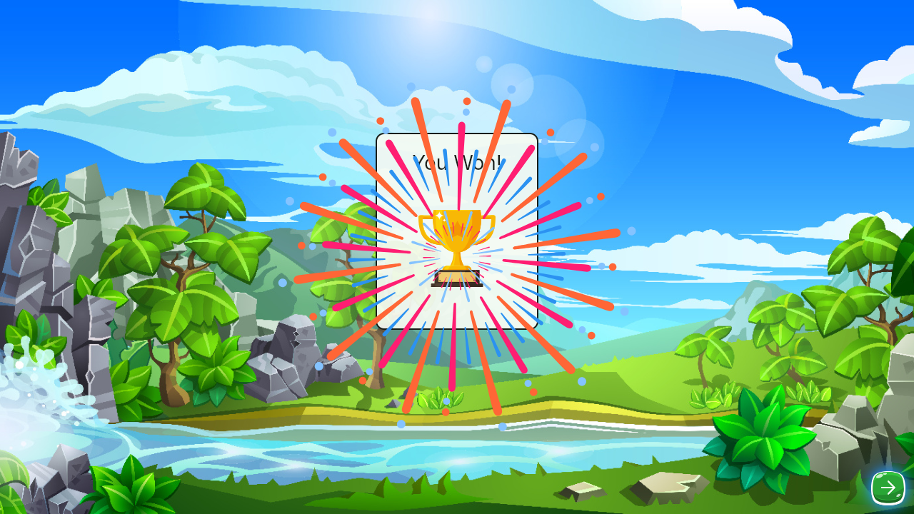The Mazes victory screen, showing a trophy after a completed game