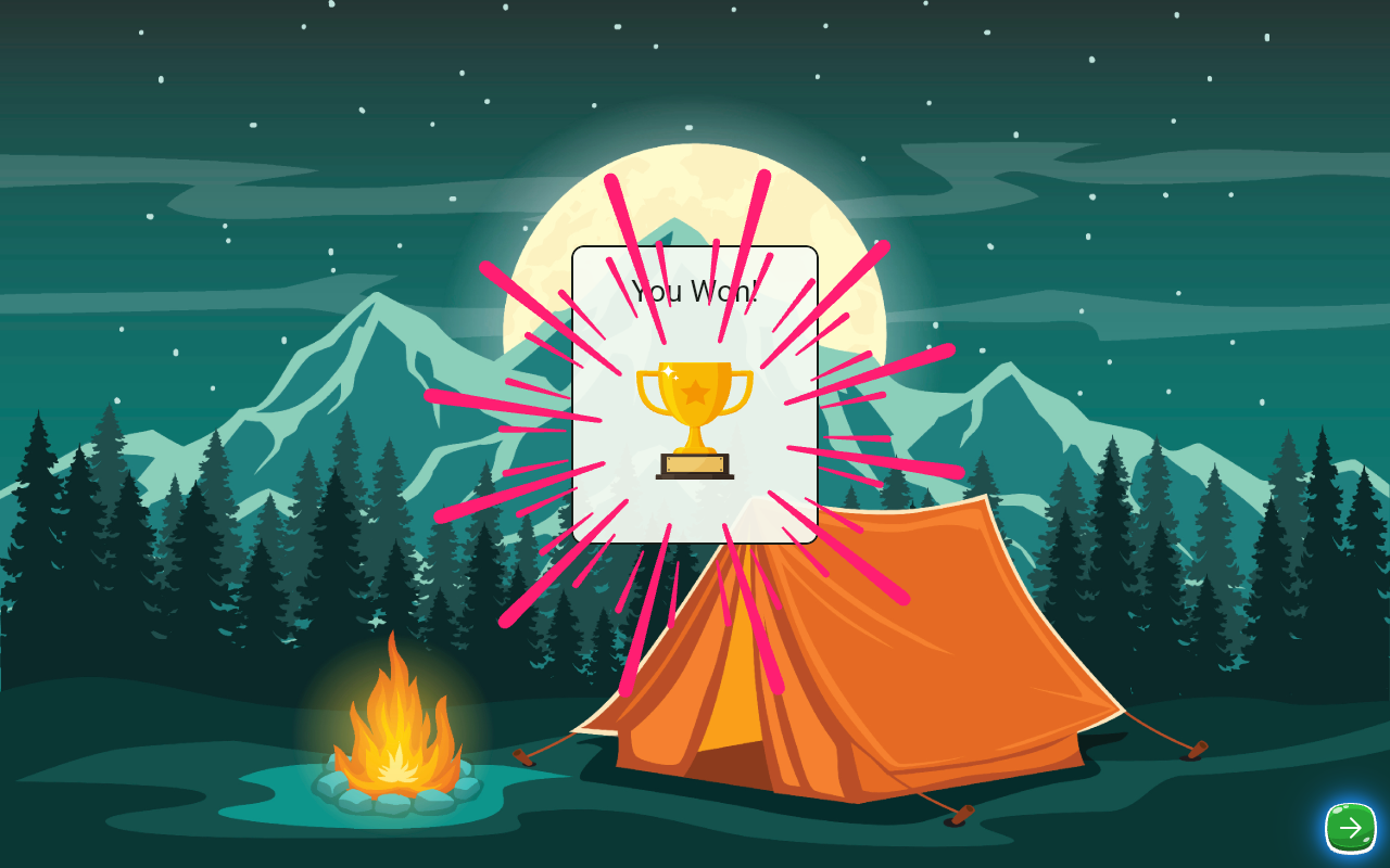 The Reversi victory screen, showing a trophy after a won game