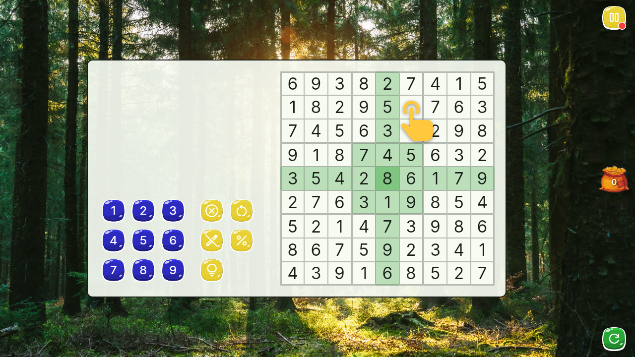 A game of Sudoku in progress