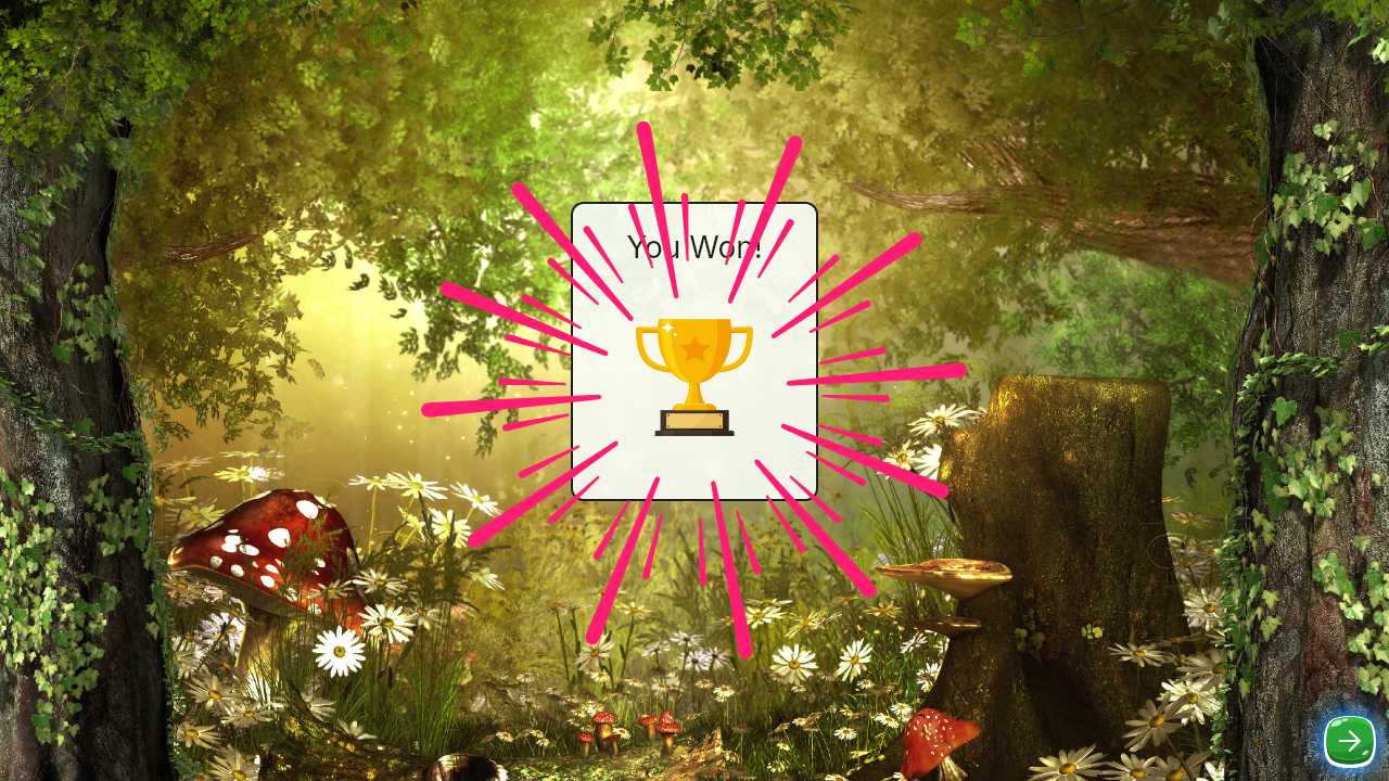 The Tic-Tac-Toe victory screen, showing a trophy after a completed game