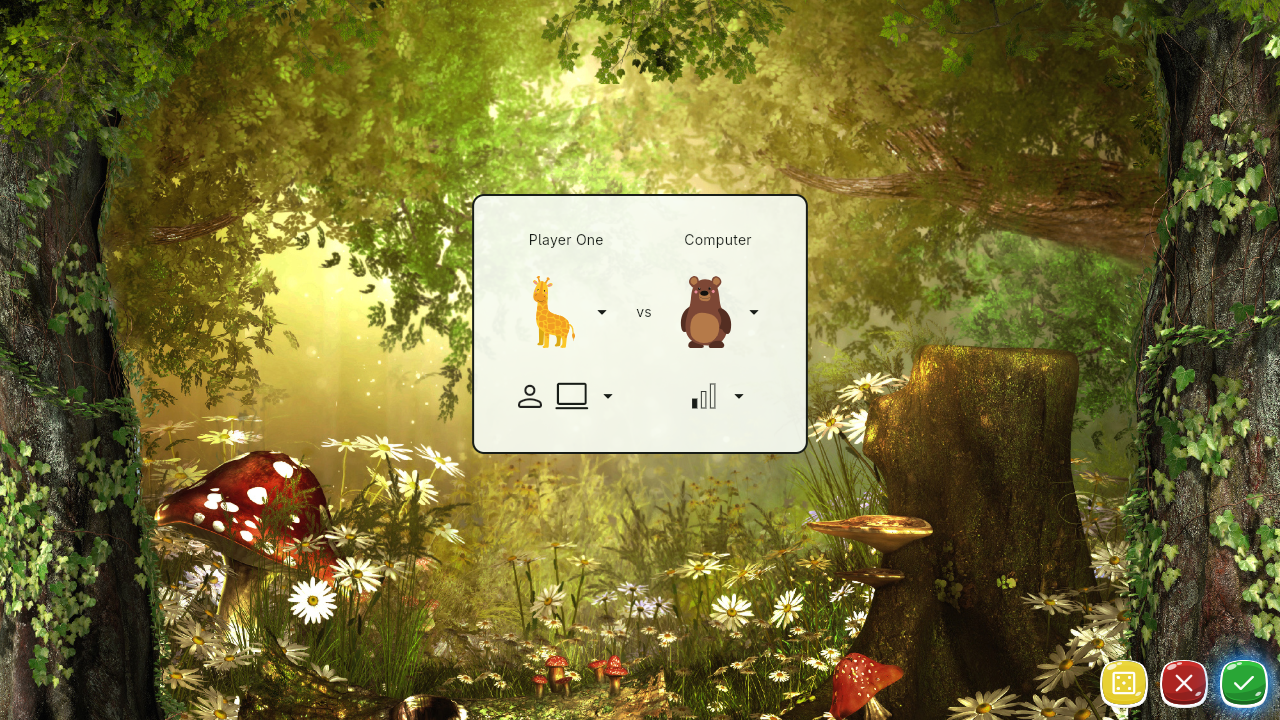 The Tic-Tac-Toe new game screen, where you choose the options for your next game